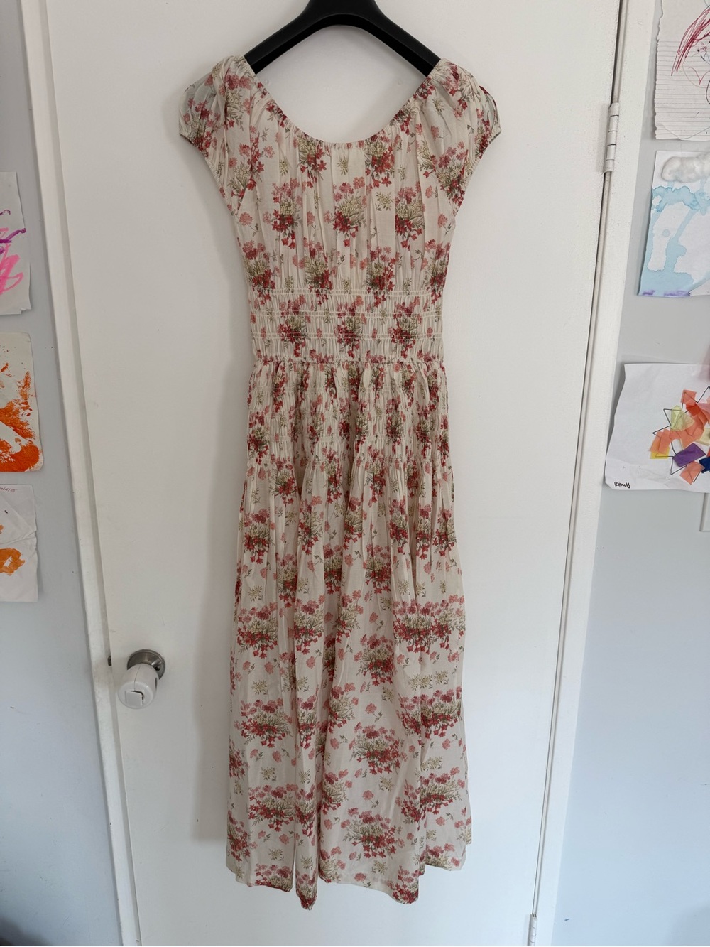 Doen Quinette Dress in Ivory Lantana Floral Cream and Pink Maxi Dress